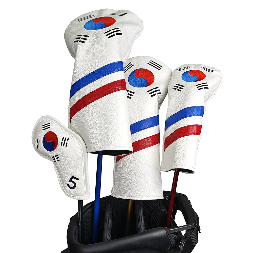 Golf Driver - 韓国愛国ゴルフヘッドカバーセット - ユニークなデザインのアイアン、ドライバー、フェアウェイ、ハイブリッドクラブ用ヘッドカバー