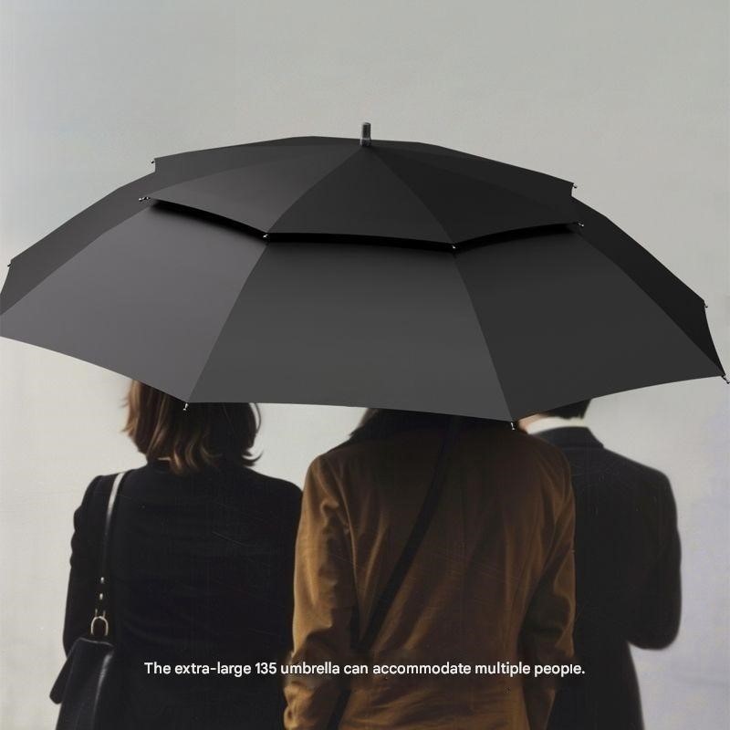 Golf Umbrella - 高級セミオートマチック長柄ストレート傘 二重構造耐暴風雨強化メンズゴルフ傘