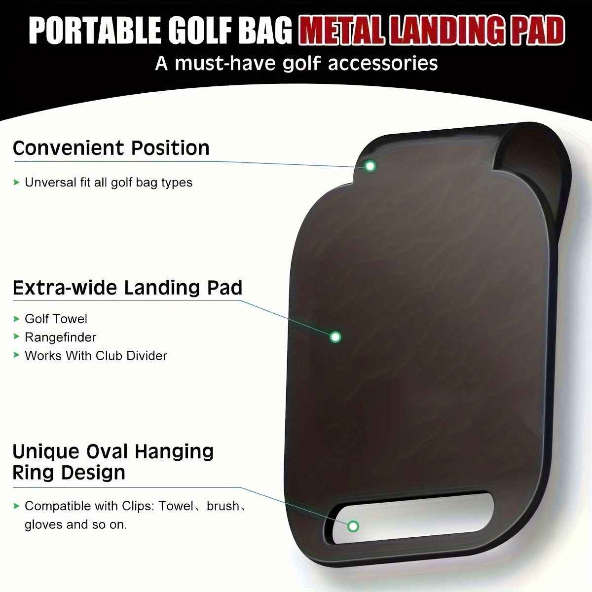 Golf Rangefinder - 磁気ゴルフバッグ着陸パッド（9*8cm）磁気ゴルフタオル、ゴルフ距離計、ゴルフフラスコ、ゴルフスピーカー用 - 磁気Gへの迅速なアクセス