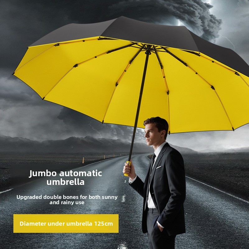 125CM三つ折り二層二重キール超大型メンズ傘日傘折りたたみ - Golf Umbrella Large のレビューと価格