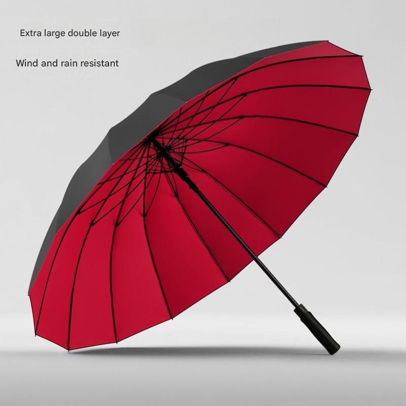 30インチ16本骨自動開閉式二重構造ゴルフ傘ロングハンドルス - Golf Umbrella のレビューと価格