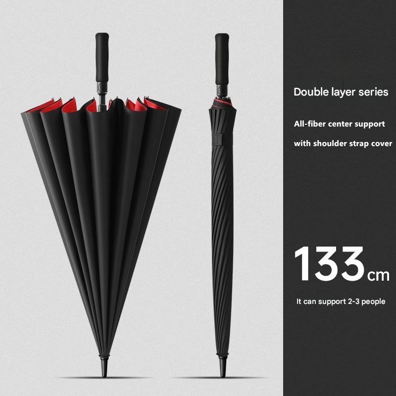 30インチ16本骨自動開閉式二重構造ゴルフ傘ロングハンドルス - Golf Umbrella のレビューと価格